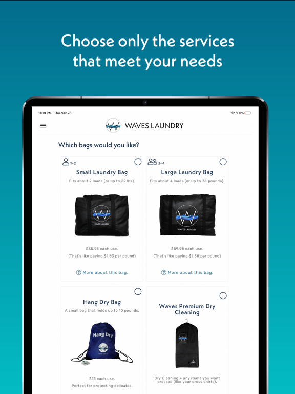 Waves Laundry iPad screenshot 4 - Lifestyle app