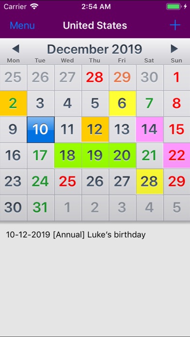 Almanac - Holiday Calendar Screenshot