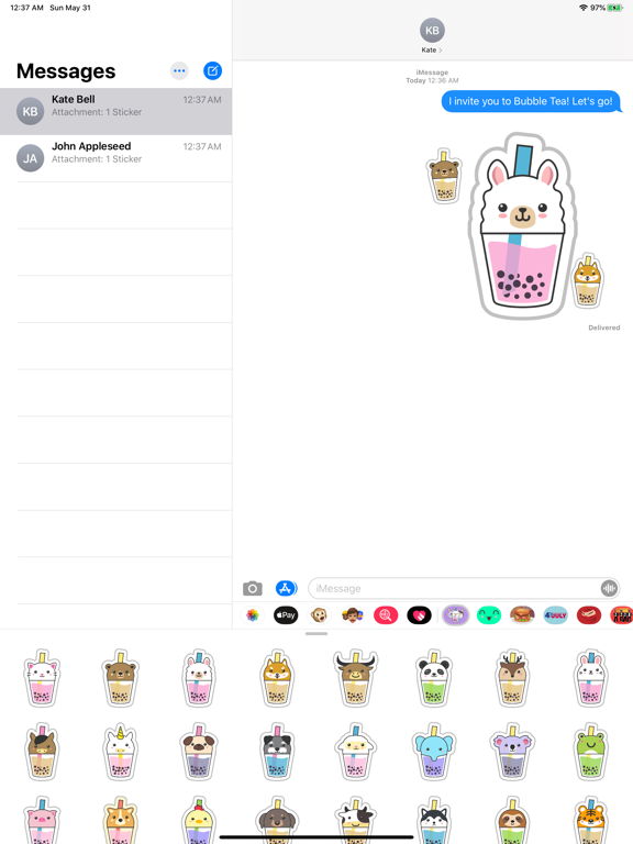 Screenshot #4 pour Bubble Tea Animals Stickers