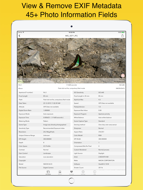 EXIF Viewer LITE by Fluntro iPad screenshot 4 - Photo & Video app