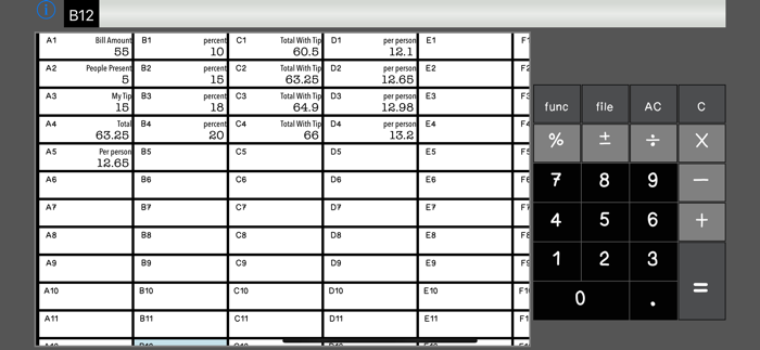 Calculator  SpreadSheet
