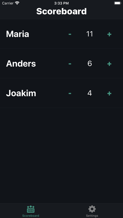 Scorekeeper app screenshot