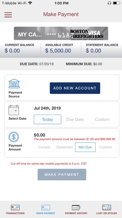 BFCU Visa Screenshot