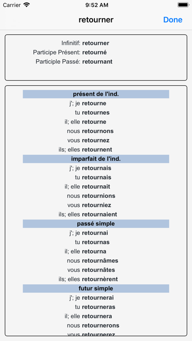 Verbes - French Verb Trainer Screenshot