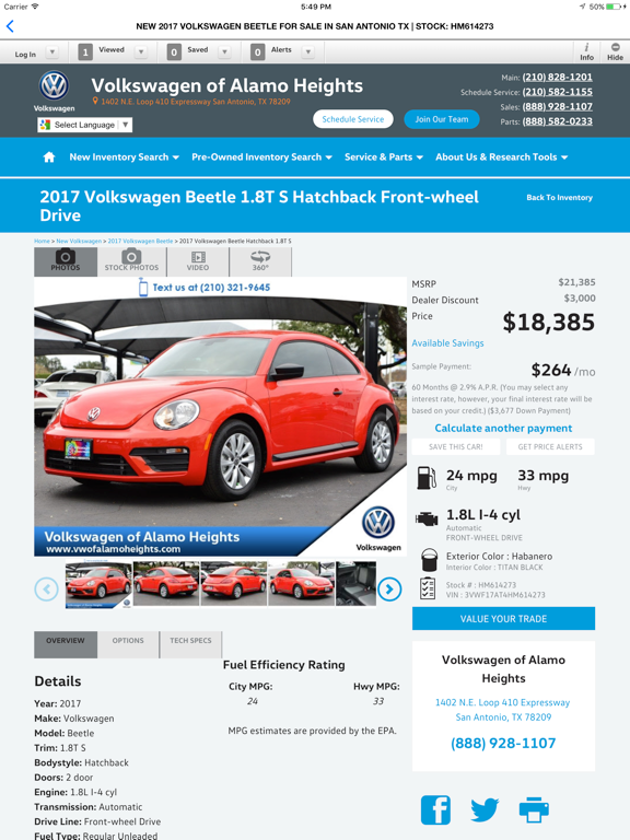 Volkswagen of Alamo Heights iPad screenshot 4 - Shopping app