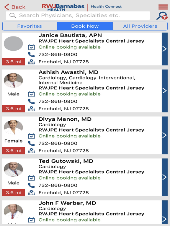 RWJBarnabas HealthConnect iPad screenshot