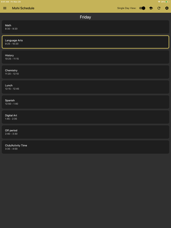 Monarch Bell Schedule iPad screenshot 2 - Utilities app