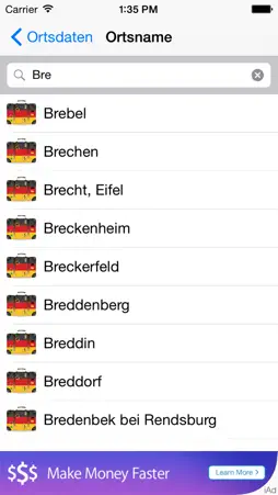 Ortsdaten screenshot 2