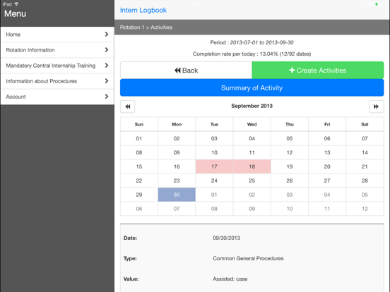 Medical Intern Logbook iPad screenshot
