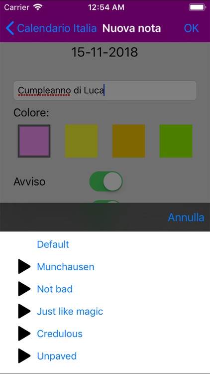 Calendario Italia 2019