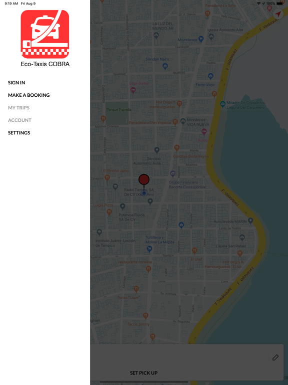 Eco - Taxis COBRA iPad screenshot 1 - Travel app