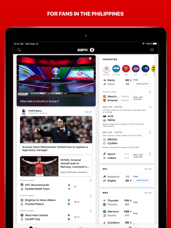 ESPN: Live Sports & Scores iPad screenshot 6 - Sports app