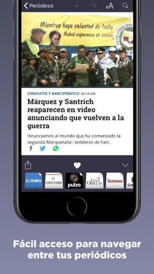 Captura de pantalla de Periódicos Colombianos en iPhone 3