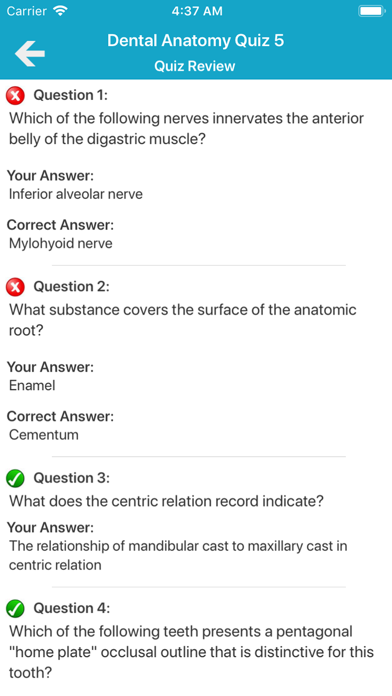 screenshot of Dental Anatomy Quizzes 4