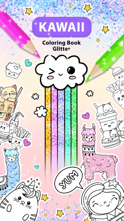 Kawaii Coloring Book Glitter