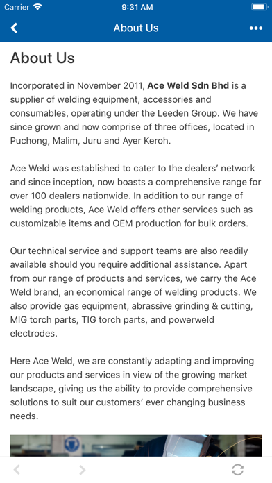 ACE Weld Sdn Bhd Screenshot
