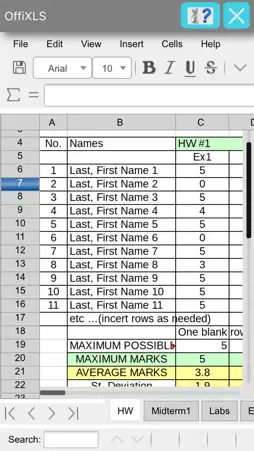 OffiXLS spreadsheet editor screenshot 1