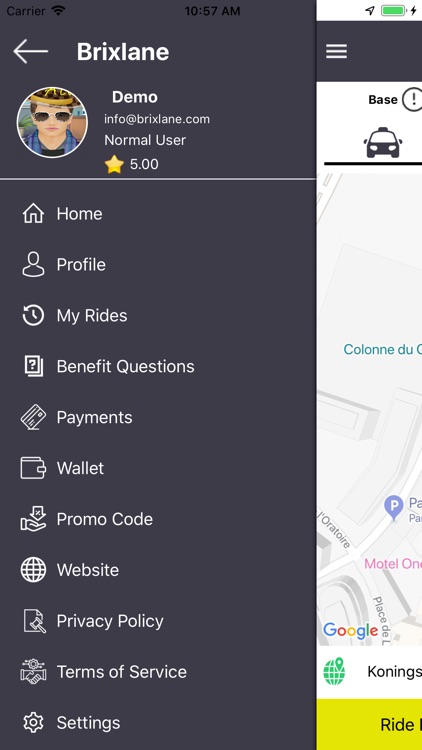 Brixlane Passenger App