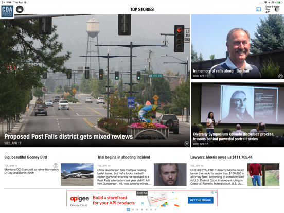 Coeur d'Alene Press iPad screenshot 1 - News app