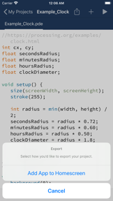 Processing & p5.js iCompiler screenshot