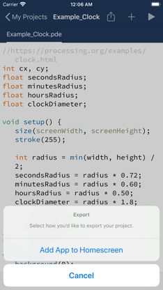 Processing & p5.js iCompiler screenshot 5