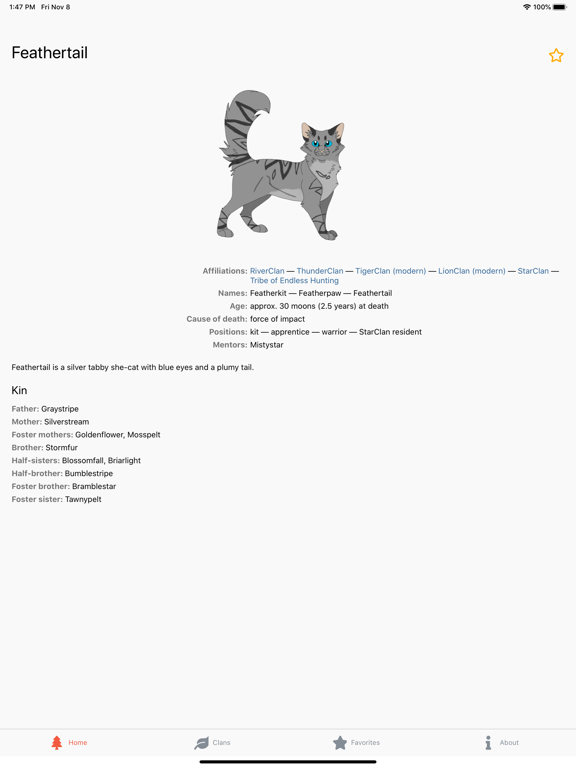 Warriors Characters iPad screenshot 4 - Book app