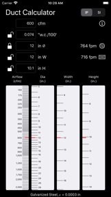 Duct Calculator screenshot