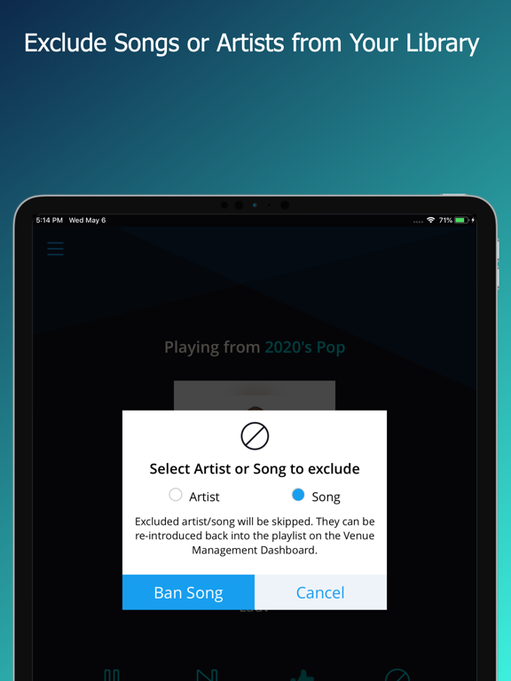 Jukeboxy Venue Player iPad screenshot 2 - Music app