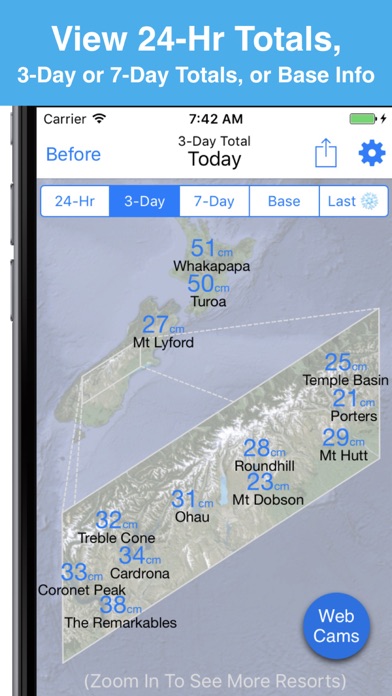 New Zealand Snow Map & Webcams Screenshot