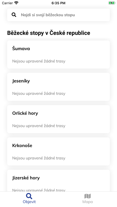 Bílé Stopy app screenshot