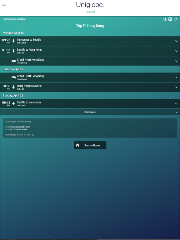 UNIGLOBE Travel Companion iPad screenshot 3 - Travel app
