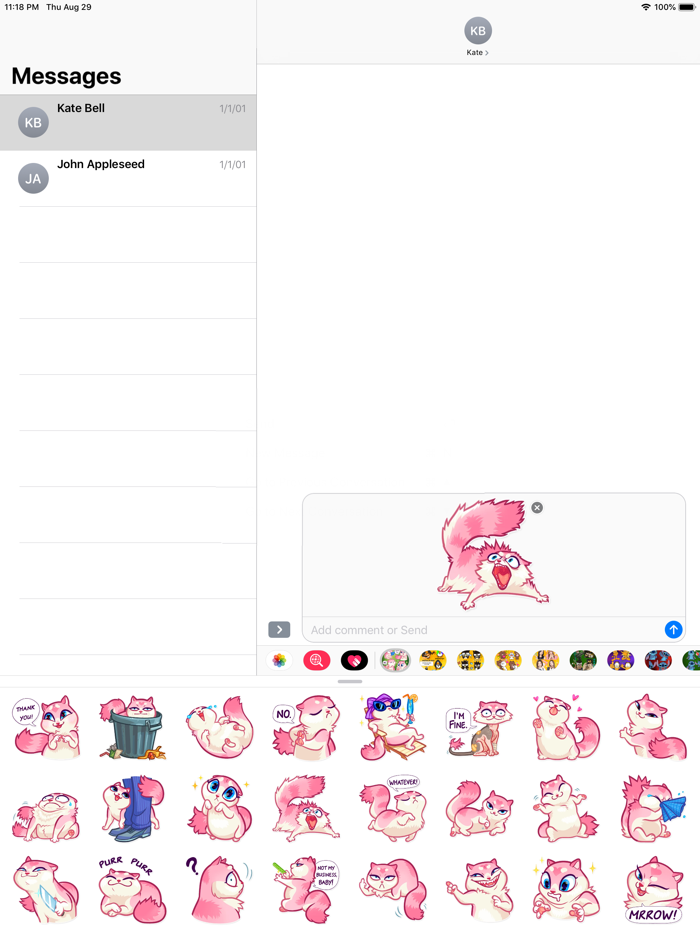 Pink Cute  kitten Stickers