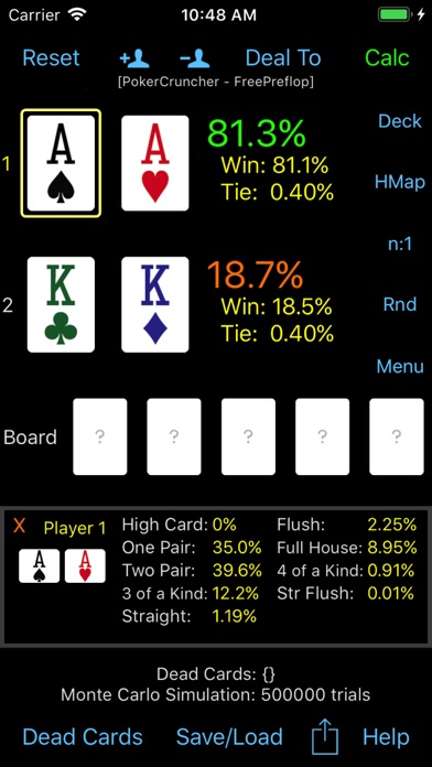 PokerCruncher - Preflop - Oddsのおすすめ画像1