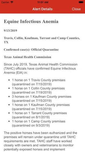 EDCC Disease Alerts screenshot 2