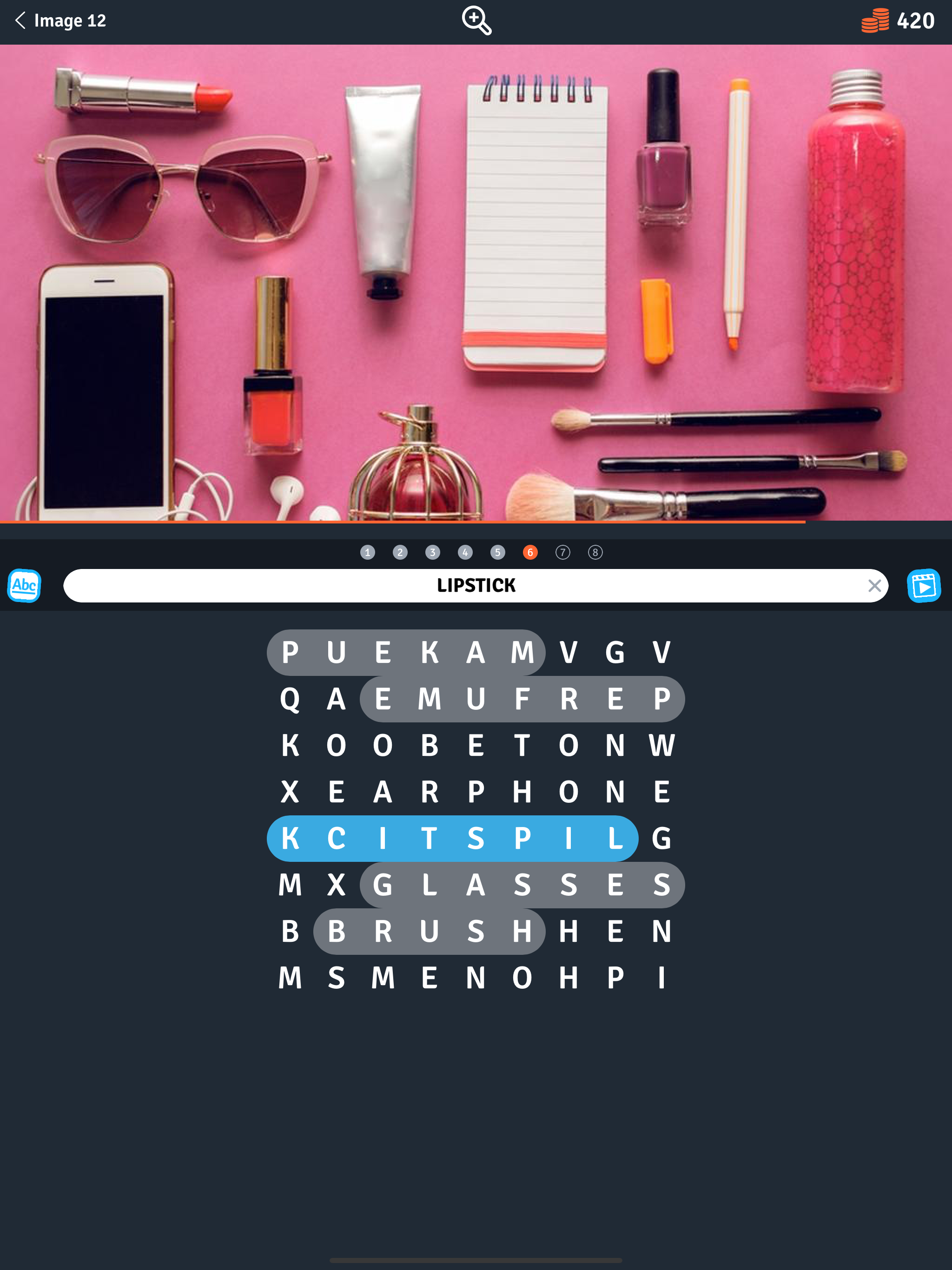8 Words Search in a photo