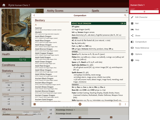 Fight Club PFRPG/3.5 Edition iPad screenshot 8 - Utilities app