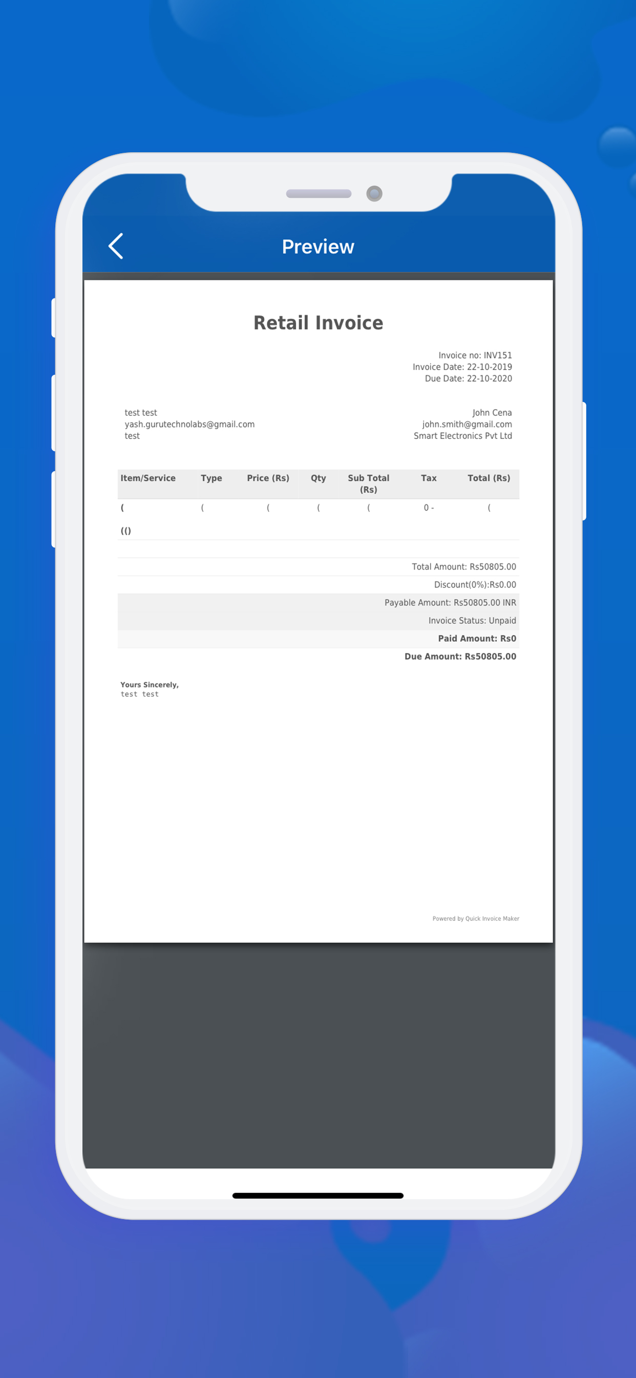 Quick Invoice Maker