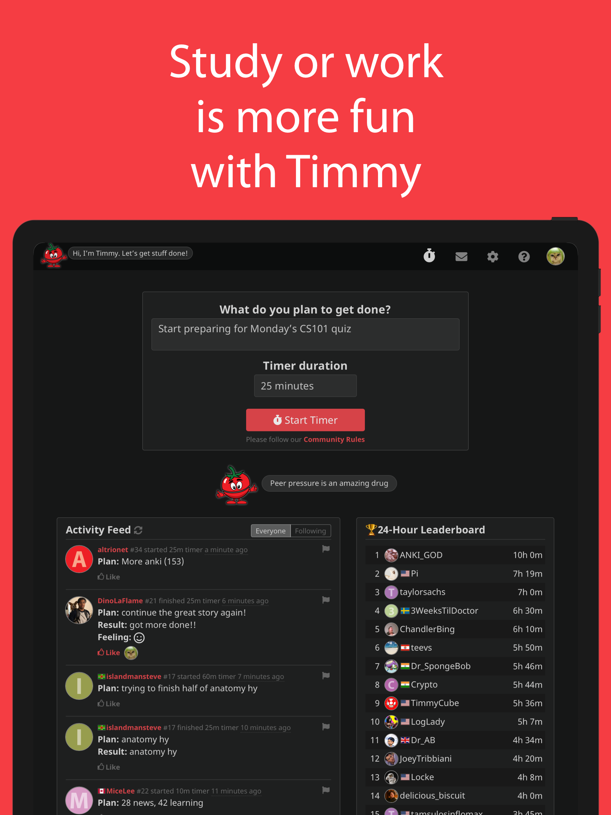 Timmy - Social Pomodoro Timer