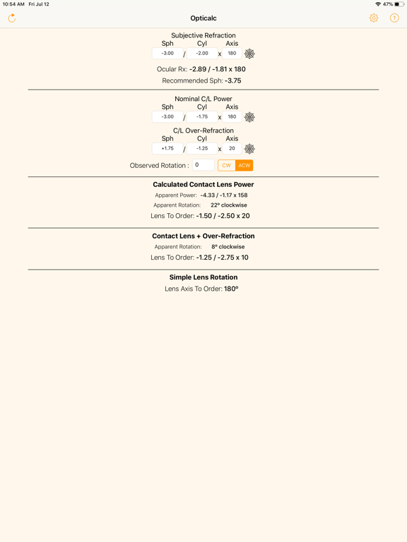 Screenshot #4 pour Opticalc Contact Lens Calc