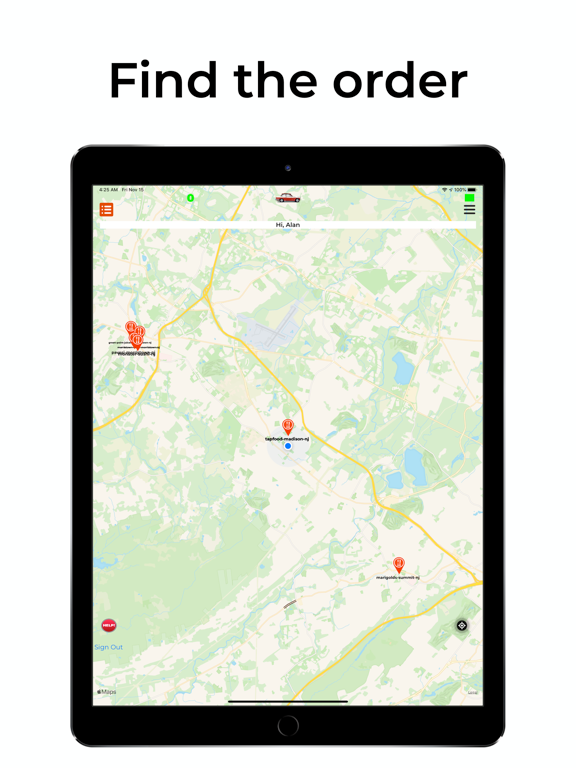 tapdriver delivery iPad screenshot 1 - Navigation app