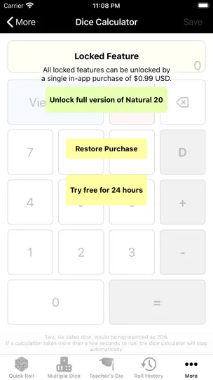 Скриншот Natural 20 Lite App на iPhone 7