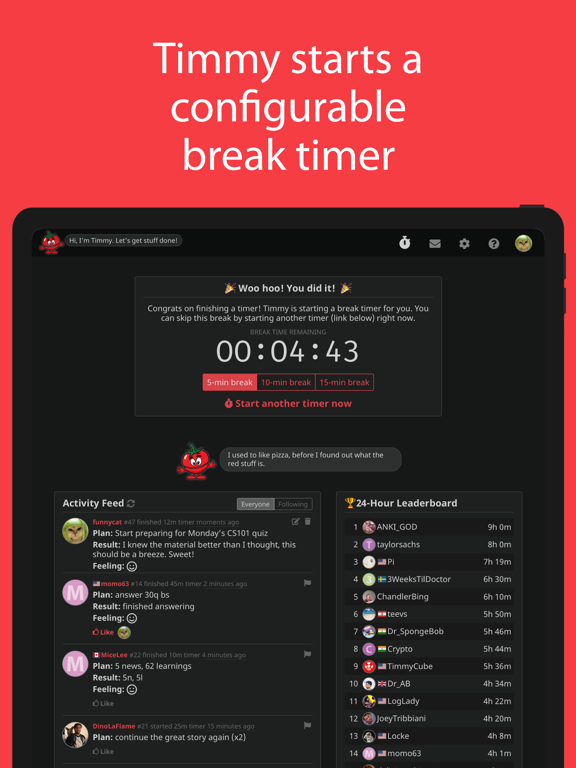 Timmy - Social Pomodoro Timer iPad screenshot 6 - Productivity app