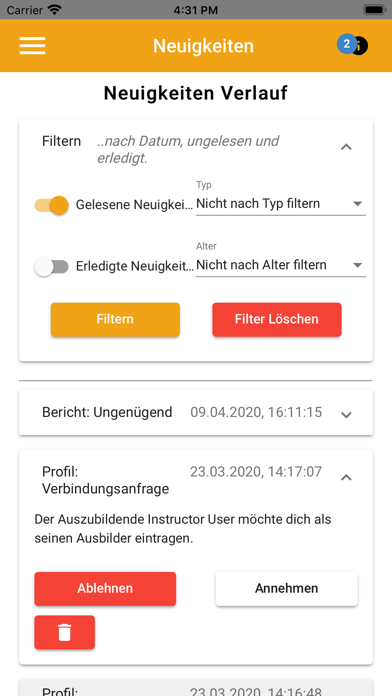 Berichtsheftapp Screenshot