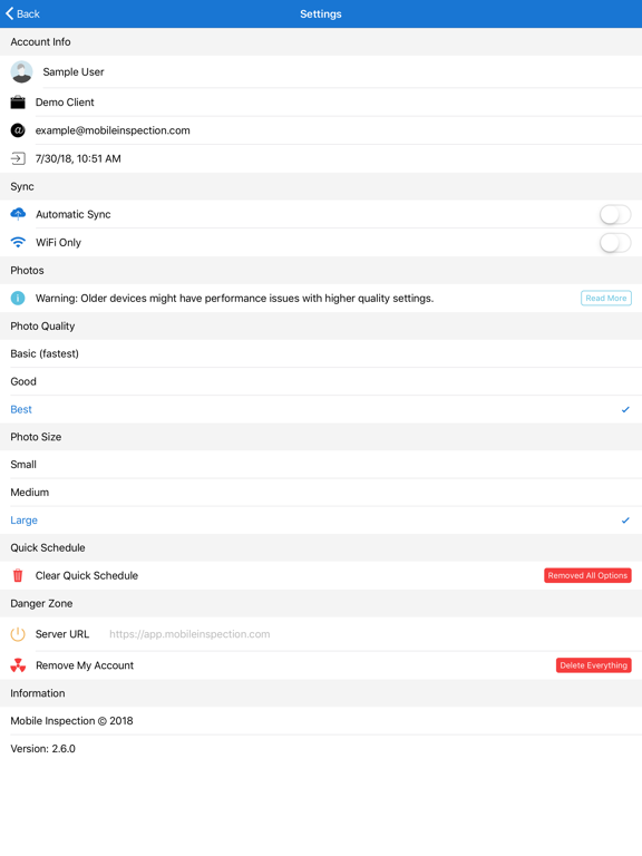 Mobile Inspection iPad screenshot 5 - Productivity app