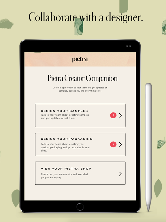 Pietra Creator Companion App iPad screenshot 1 - Shopping app