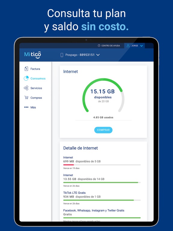 Mi Tigo Nicaragua iPad screenshot 2 - Productivity app