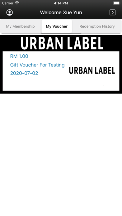 Urban Label Membership Screenshot