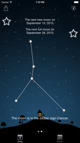 Moon phases calendar and sky screenshot