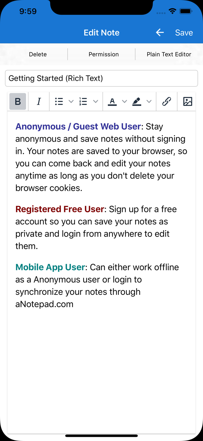a Notepad - Take and Share Notes