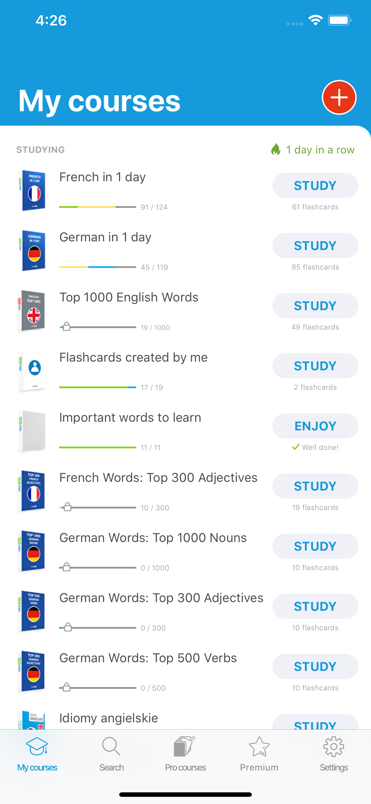 Language flashcards - Voc App